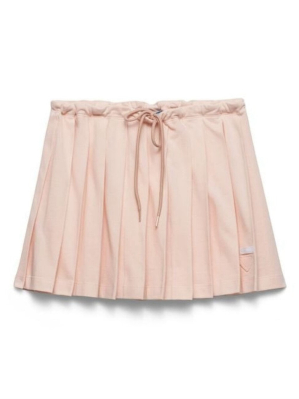 PRADA Pleated Drawstring Mini Skirt in Pink